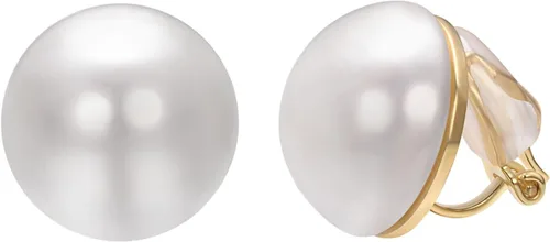 Miniatura 22 de Yoursfs Aretes de clip de perlas blancas grandes para mujer, chapados en oro de 18 quilates, hipoalergénicos, sin perforaciones, joyería brillante