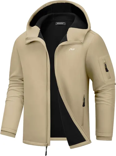 Miniatura 11 de WULFUL Chaqueta ligera Softshell para hombre, con forro polar, rompevientos, impermeable, suave, para senderismo al aire libre