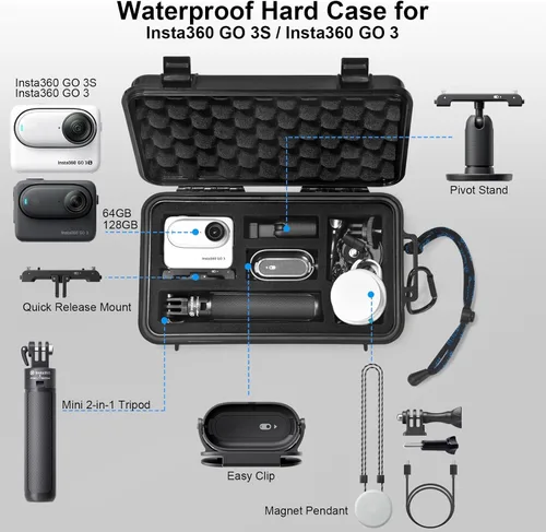 Miniatura 2 de Lekufee Funda rígida impermeable de viaje para Insta360 GO 3S/3, cámara de acción, cámara de vlogging y accesorios (solo funda)
