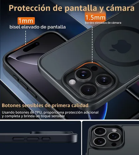 Miniatura 7 de FNTCASE - Funda para iPhone 16 Pro: magnética, mate, translúcida, de grado militar, protectora contra caídas, resistente, fina, duradera y a prueba