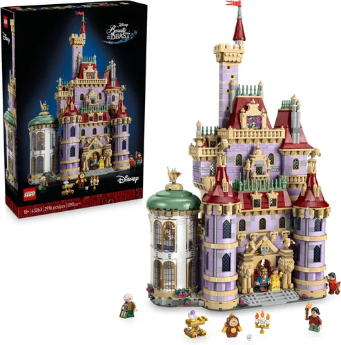 LEGO Juego de construcción del castillo de la princesa de Disney, La Bella y la Bestia, decoración de habitación para mujeres y hombres, a partir de