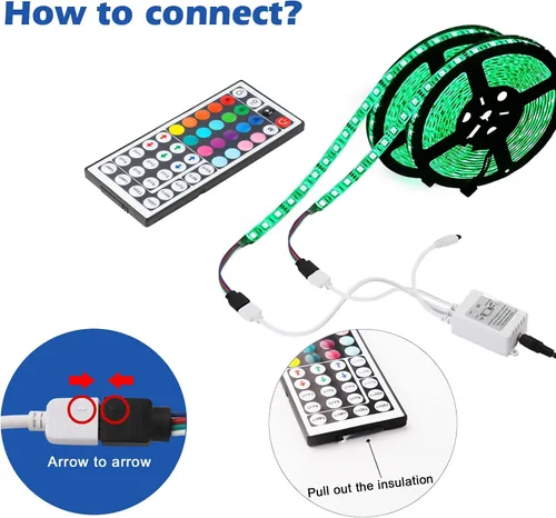 Miniatura 3 de Yiliaw Paquete de 2 tiras de luz LED RGB de 44 teclas, control remoto inalámbrico, atenuador de intensidad infrarroja de repuesto, para tira de luz