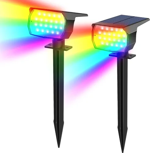 Tadyreal Focos Solares que Cambian de Color al Aire Libre Impermeables de Colores RGB Alimentados por Energía Solar Luces de Paisaje para Patio 7