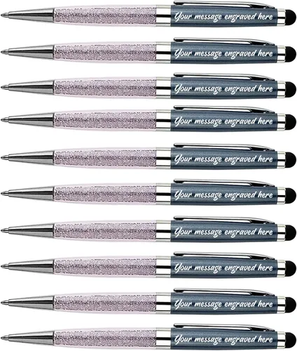 Miniatura 13 de Ancolo Bolígrafos grabados de lujo con punta de lápiz capacitivo, repuestos de tinta negra de cristal, bolígrafos de calidad, personalizados