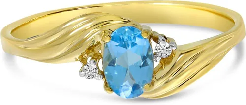 Miniatura 6 de Anillo de topacio azul y diamante en oro amarillo de 10 quilates