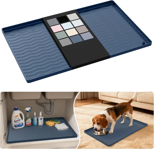 Miniatura 130 de URMONA Tapete de silicona impermeable para debajo del fregadero, 34 x 22 pulgadas, forro para estante de cocina y baño, protector de gabinetes