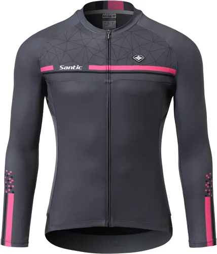 Miniatura 69 de Santic - Camiseta de ciclismo para hombre, manga larga, reflejante, cremallera completa, con bolsillos