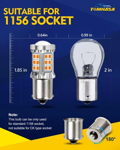 Miniatura 5 de Bombilla LED 1156 Ámbar 1156, focos LED de señal de giro, bombilla LED 1141 Ámbar, bombillas LED 7506 1003 P21W BA15S 1156, lámpara de repuesto
