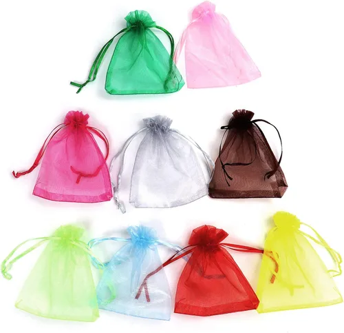 Miniatura 21 de Lautechco 100 bolsas de organza – 4 x 6 pulgadas, bolsas de regalo de malla beige con cordón para Navidad
