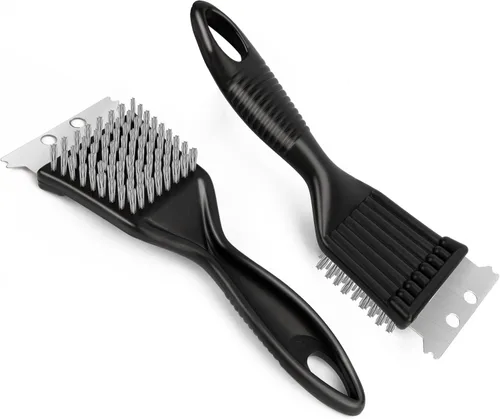 Cepillo de alambre con raspador para eliminar pintura y óxido, paquete de 2 cepillos versátiles de cerdas de acero inoxidable para limpiar manchas