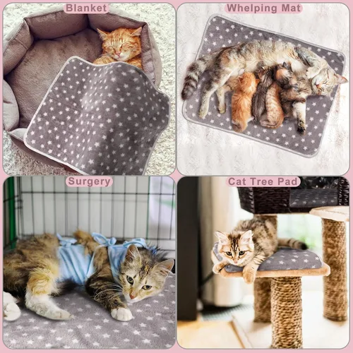 Miniatura 4 de 2 Piezas Almohadillas Grandes Autocalentables para Gatos, Alfombra Autocalentable para Gatos, Cama para Jaula de Perros, Mantas para Mascotas