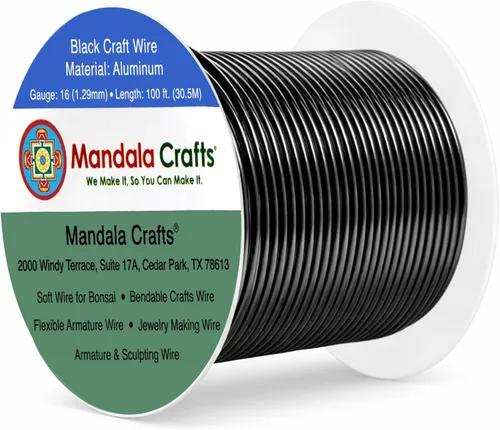 Miniatura 137 de Mandala Crafts - Alambre de aluminio anodizado de 8 calibre para hacer joyas - 9.75 m de alambre flexible negro colorido - Flexible para bonsái