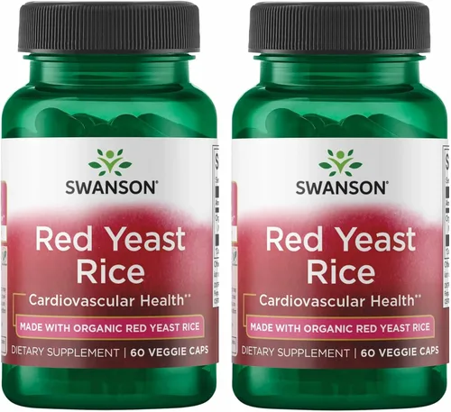 Swanson Fabricado con arroz orgánico tradicional de levadura roja, 600 miligramos 60 cápsulas vegetales (paquete de 2)