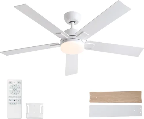 Miniatura 15 de Ventiladores de techo de 42 pulgadas con luces y control remoto, ventilador de techo de níquel cepillado, motor CC reversible de 6 velocidades, LED