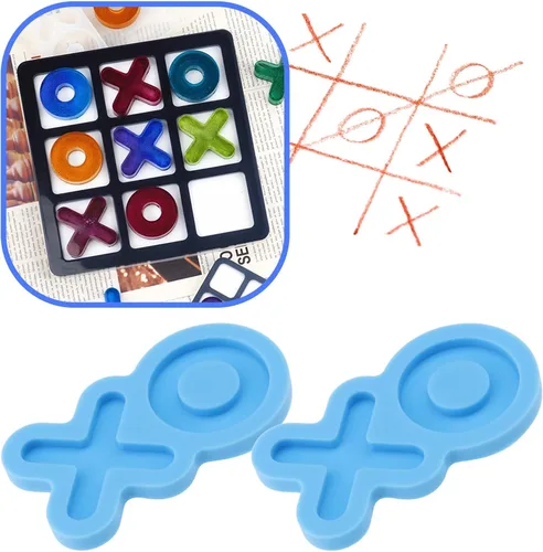 Miniatura 4 de Juego de mesa de 5 piezas de moldes de silicona para juegos de mesa Tic Tac Toe Moldes de silicona X O Board Moldes de resina epoxi moldes