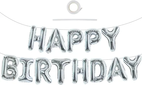 Miniatura 64 de TONIFUL Pancarta de Globos Negros de Feliz Cumpleaños de 16 Pulgadas con Letras de Papel de Aluminio Mylar, Cartel Banderín Reutilizable