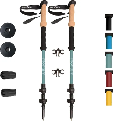 Montem Ultra Light Trekking, Walking, and Hiking Poles - Collapsible, Lightweight, Quick Locking, Weather-Resistant and Ultra Durable (2-Pack)