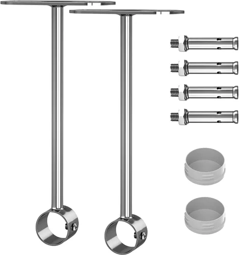 Miniatura 16 de Soportes de montaje en techo para barra de cortina de acero inoxidable, diámetro de varilla de 0.984 in/1 pulgada, acabado cromado pulido, plata, 2