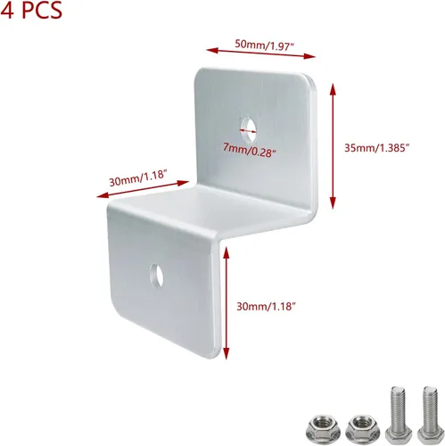Miniatura 2 de KUMGROT 4 juegos de soportes de panel solar de aleación de aluminio Z soportes para paneles solares techo RV barco fuera de la red, plata Plateado