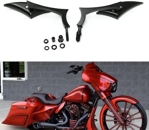 Miniatura 9 de Rich Choices Espejos retrovisores laterales de cuchillo cromados para motocicletas Compatibles con Harley Road King Street Glide FLHX Road Glide