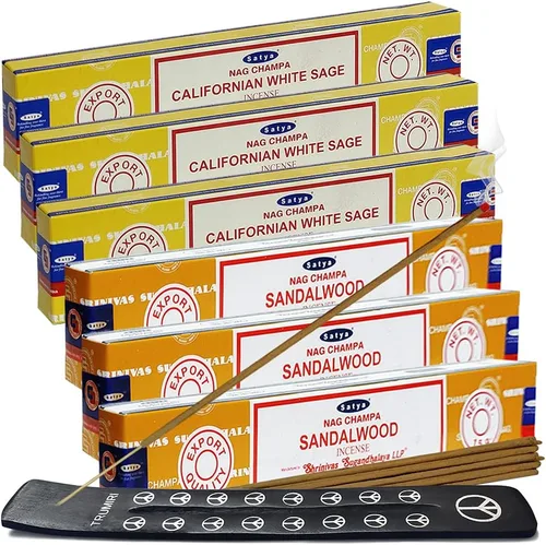 Miniatura 19 de Varillas de incienso de Sangre de Dragón y Palo Santo con soporte, paquete de variedad de la marca House of Nag Champa y Trumiri