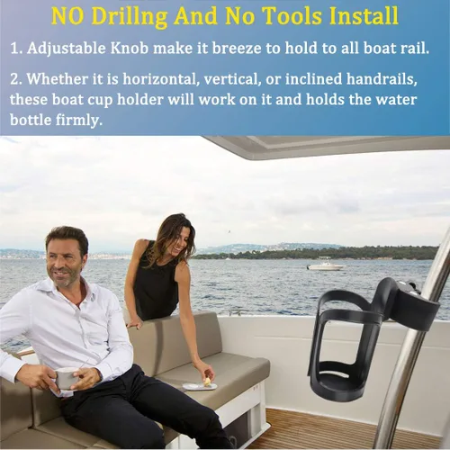 Miniatura 5 de Boaton Portavasos para riel de barco marino, sin perforación, soporte para bebida para cubierta superior o poste de Bimini, accesorios para barco