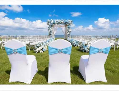 Miniatura 4 de Bandas para Sillas Azul Bebé Paquete de 100, Bandas para Sillas de Spandex Azul Claro para Boda Fiesta Cumpleaños Fundas de Sillas Plegables