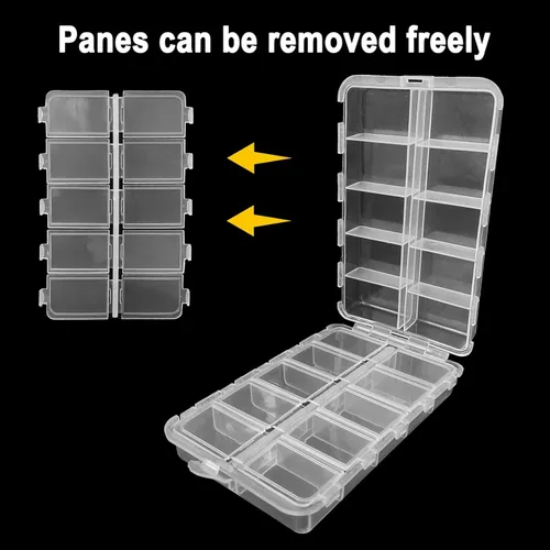 Miniatura 5 de Aventik - Caja de aparejos de pesca, 2 unidades, cajas de plástico, caja organizadora de almacenamiento, almacenamiento de aparejos de pesca