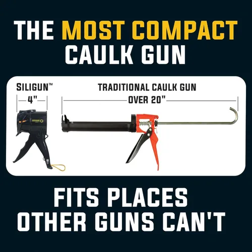 Miniatura 2 de SILIGUN™ Gen-3 Pistola Compacta para Calafatear - Pistola de Calafateo Sin Goteo - Diseño Patentado - Marco ABS Ligero - Funciona con Todos