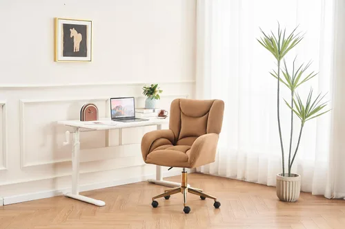 Miniatura 5 de Home Office Desk Chairs with Adjustable Height, Swivel Chair with Gold Metal Base, Ergonomic Office Chair, Comfy Chair for Office, Living Room