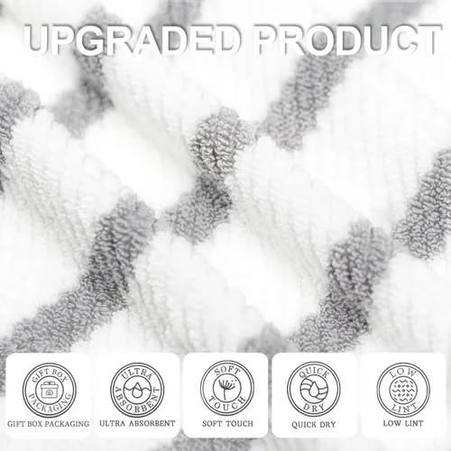Miniatura 37 de VOOVA & MOVAS Toallas de mano blancas - 100% algodón Ligeras Gruesas Secado rápido Suaves Absorbentes, paquete de 4 piezas grandes de 18