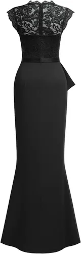 Miniatura 7 de MISSMAY Vestido largo de boda formal sin mangas con encaje floral retro para mujer