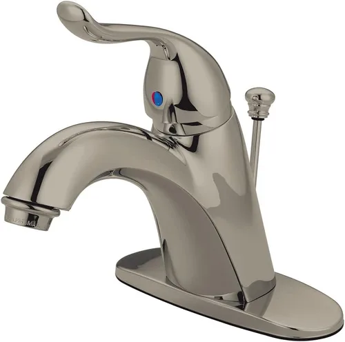 Kingston Brass KB6408YL - Grifo de baño de una sola manija de 4 pulgadas, níquel cepillado