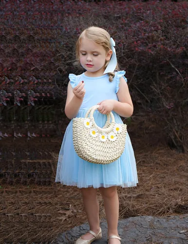 Miniatura 6 de Arshiner Vestido tutú para niñas pequeñas, vestidos de verano esponjosos, vestidos casuales de fiesta de tul para niños de 2 a 6 años