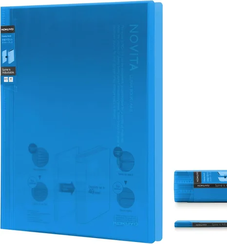 Miniatura 11 de Kokuyo Carpeta de 20 bolsillos con fundas de plástico de 8.5"x11" (azul claro), portafolio de arte expandible A4 y tamaño carta estadounidense