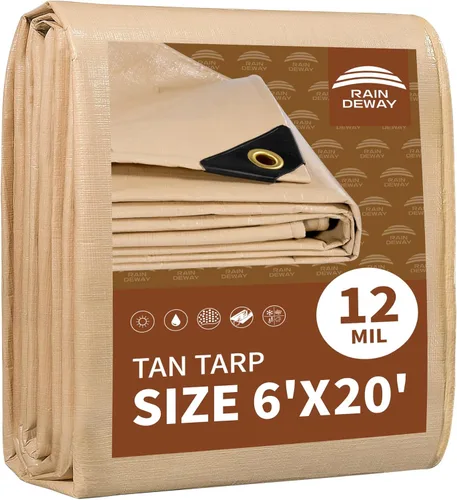 Miniatura 72 de RAINDEWAY Lona blanca resistente de 12 mil de 15 x 20 pies, resistente a los rayos UV, impermeable, resistente a la intemperie, con ojales de metal