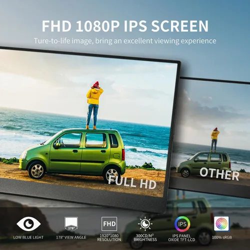 Miniatura 2 de Monitor portátil de 15.6 pulgadas FHD 1080P IPS/HDR, USB-C/HDMI segundo monitor externo para computadora portátil, escritorio, MacBook, teléfonos