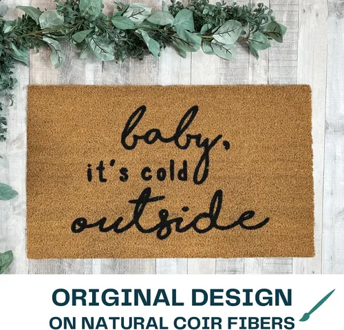 Miniatura 6 de Nickel Designs Christmas Doormat, Heavy Duty Natural Coir Fibers, UV Resistant, Winter Front Porch Decor, Christmas Theme (Standard 18x30 inches)
