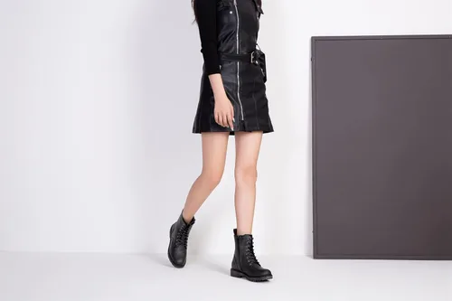 Miniatura 6 de Vepose Botines de combate 25 para mujer con cordones y cremallera interior de media pantorrilla para mujer