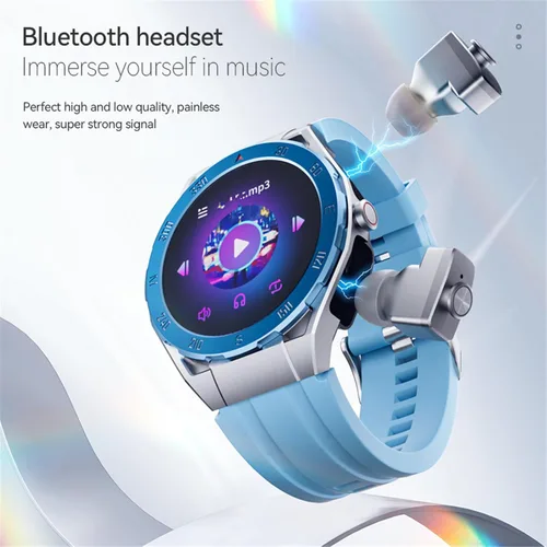 Miniatura 8 de Reloj inteligente F33 con auriculares 3 en 1 MP3 Bluetooth 1.43 pulgadas Smartwatch Auriculares inalámbricos incorporados Altavoz Rastreador
