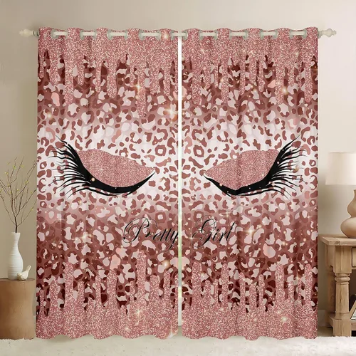 Cortinas de pestañas femeninas con estampado de animales, cortinas y cortinas de lujo estilo princesa, 76 pulgadas de ancho x 45 pulgadas de largo,