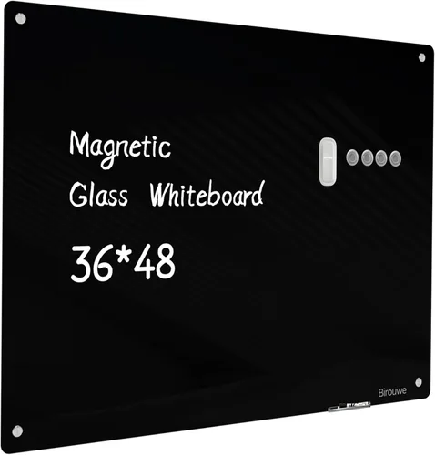 Miniatura 22 de Pizarra magnética de vidrio – Pizarra de cristal de borrado en seco de 48 x 36 pulgadas, gran tablero de vidrio sin marco para paredes, oficina, Gris