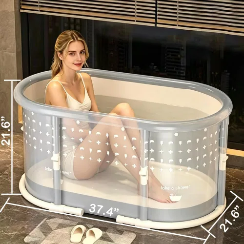 Miniatura 7 de Bañera Portátil Sin Instalación, Bañera Plegable para Adultos, Bañera de SPA Caliente Separada para Cabina de Ducha, Bañeras Plegables de Hielo No