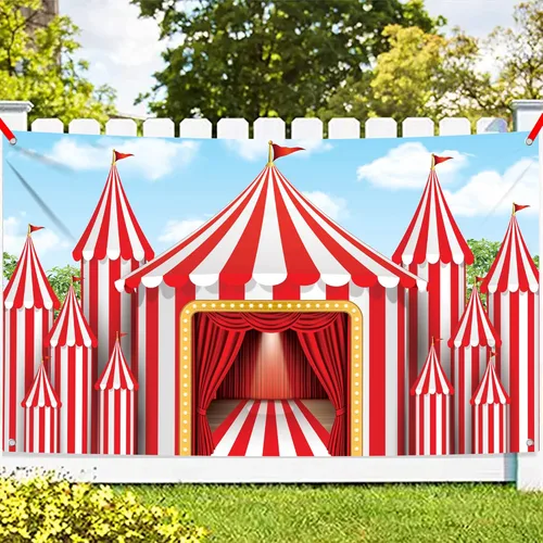 KatchOn, Fondo de carnaval XtraLarge - 72 x 44 pulgadas | Tienda de campaña de circo para decoraciones de carnaval | Pancarta de fondo de circo,