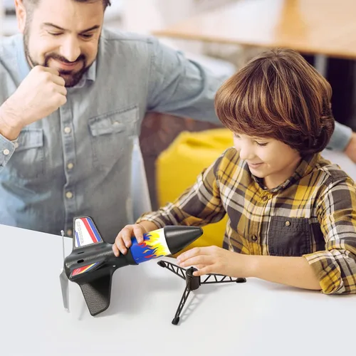 Miniatura 6 de Lanzador volador para niños, juguetes voladores eléctricos con recuperación de paracaídas, juguete ecológico con relanzamiento ilimitado, gran