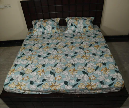 Bombay Dyeing Juego de sábanas de algodón 100% puro con 2 fundas de almohada, tamaño King (224 × 100.0 in), color amarillo – Diseño 7047