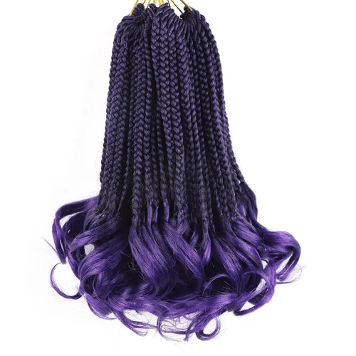 Miniatura 45 de Trenzas de ganchillo rizado francés T33, cabello pre-anillado 10 pulgadas, trenzas cortas rizadas francesas con extremos rizados, trenzas box