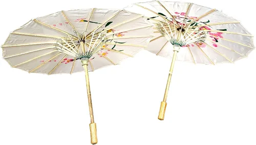 Miniatura 4 de TJ Global Pack de 2 sombrillas japonesas chinas tamaño 22.0 in para bodas, fotografías, disfraces, cosplay, decoración y otros eventos, 2 paraguas