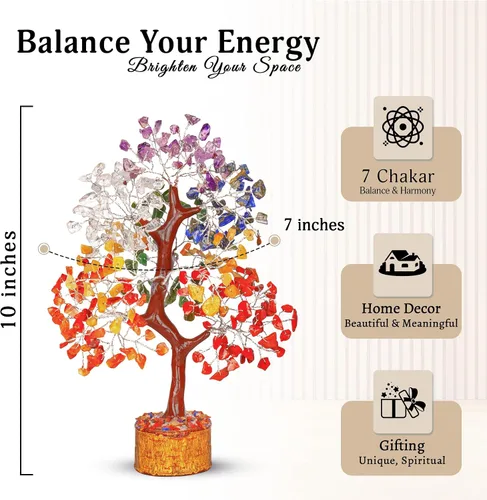 Miniatura 2 de YATSKIA Árbol de la vida de cristal de 7 chakras, piedras preciosas y cristales, decoración de oficina en casa, regalos de cumpleaños para mujeres