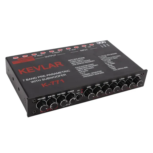 Ecualizador gráfico de audio para automóvil de 7 bandas con filtro de paso bajo, entradas de alto nivel, salidas sub delanteras y traseras